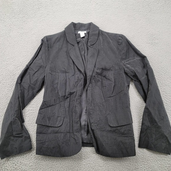 Chicos Jacket Womens 0 S/4 Black Blazer Coat‎ Classic Pockets Collar Button Up - Picture 1 of 13
